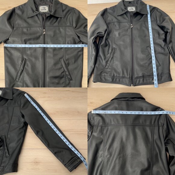 A Collezioni Italian Black Faux Leather Motorcycle Jacket Men’s XL European Chic - Picture 10 of 15